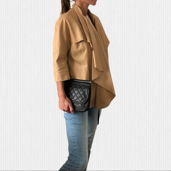 Marni nude leather dress jacket coat 38 M